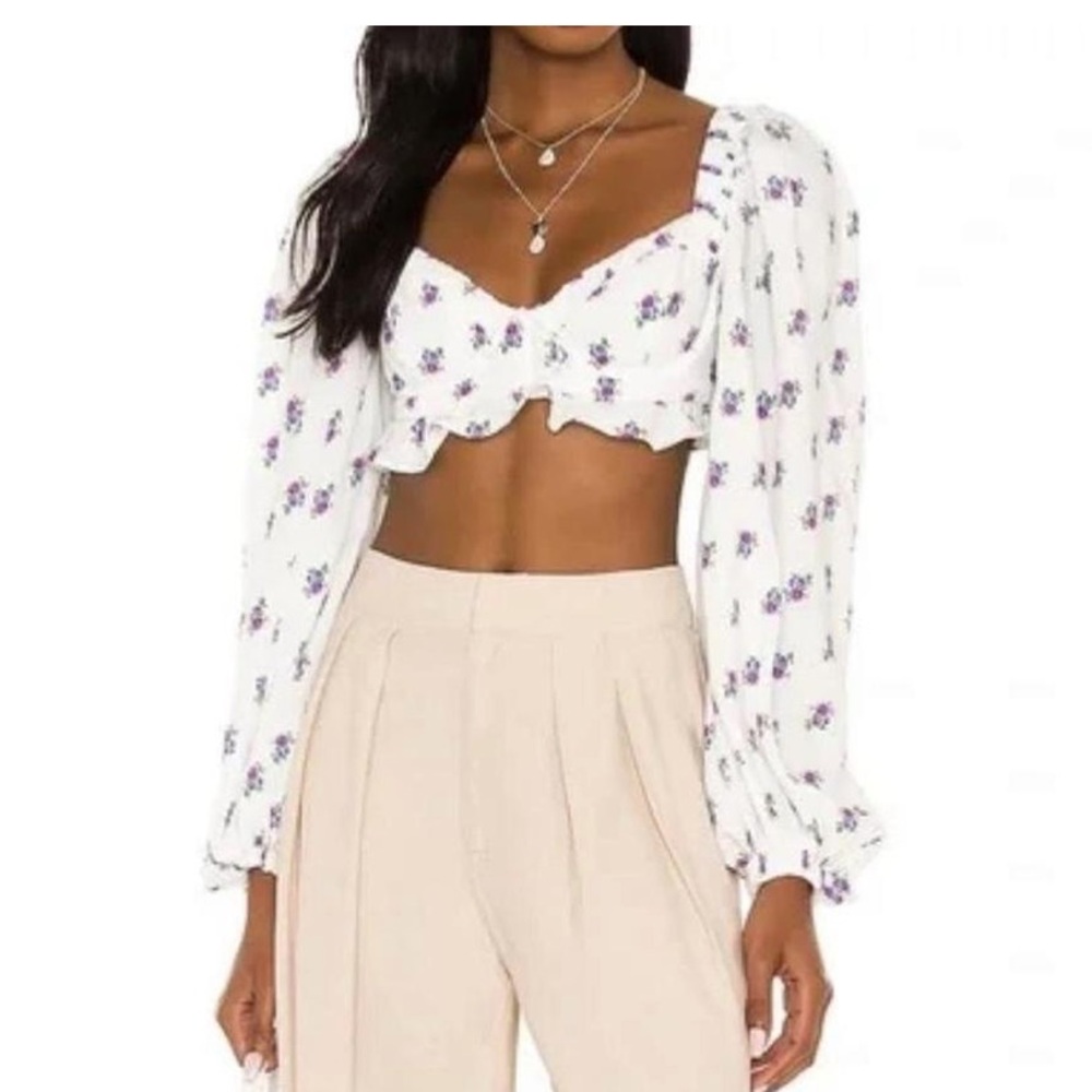 For love and lemons white and purple floral top